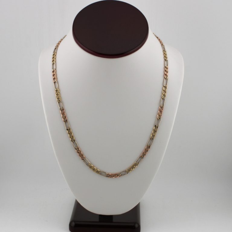 20” Figaro Link Chain (4.7mm) in 10K Tri Color Gold and 8.8 Grams ...